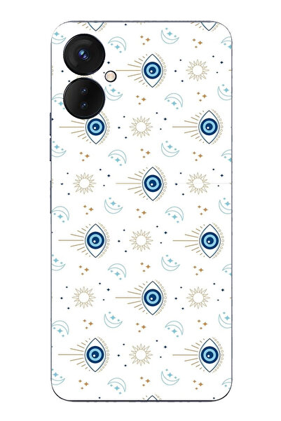 TechTree Tecno Spark 9 Pro Uyumlu Nazar Boncuğu Güneş ve Hilal Baskılı Siliko...