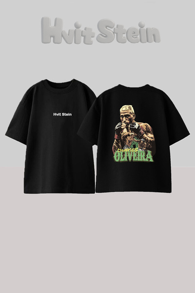 Hvit Stein Charles Oliveira_2 Design Back Printed Cotton Black Oversize T-Shirt