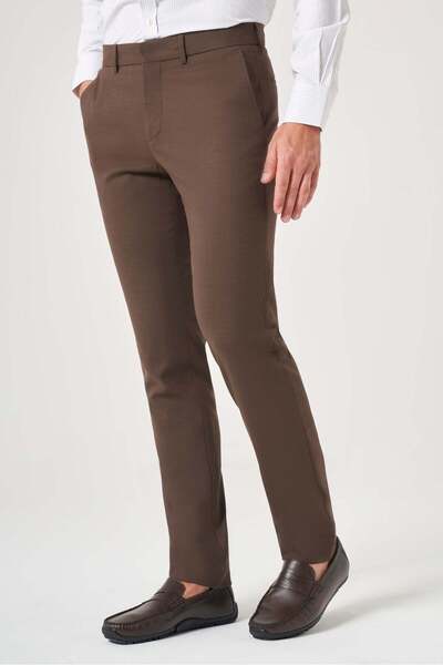 İmza Brown Side Pocket Slim Fit Stretchy Chino Trousers 1003260154