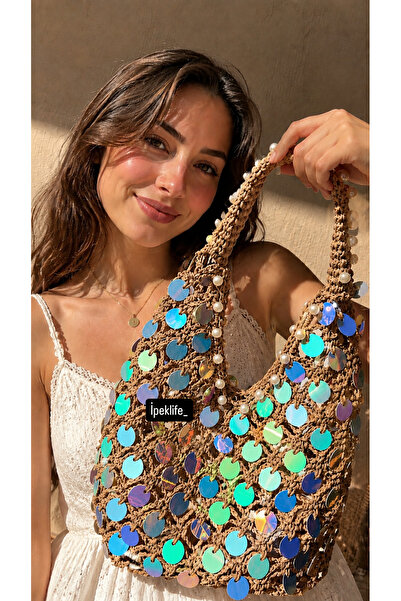 ipeklife Holographic Sparkling Mesh Bag