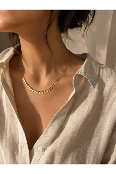 With Accessory Gold Pullu Zincir Kolye