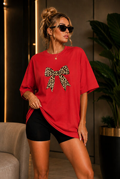 FECCY Premium velika leopard majica za žene, pamučna oversize majica