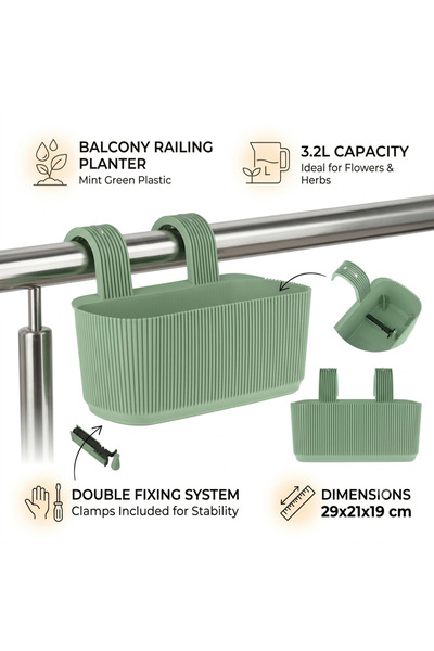 HYVESTO Jardiniera de Balcon pentru Balustrada, Capacitate 3.2L, Dimensiuni 2...