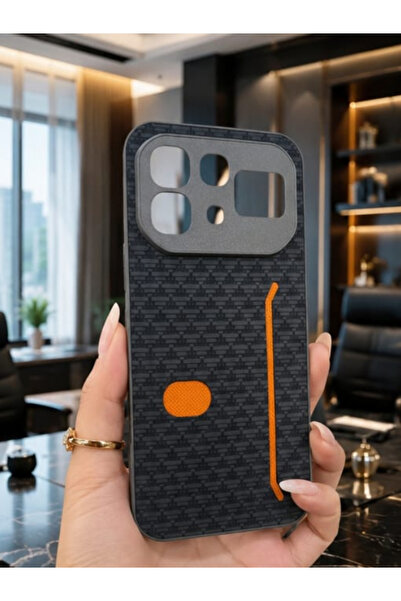 CaseTechnoo İnfinix Note 60 Pro Uyumlu Karbon Piramit Desenli Kartlıklı Premi...