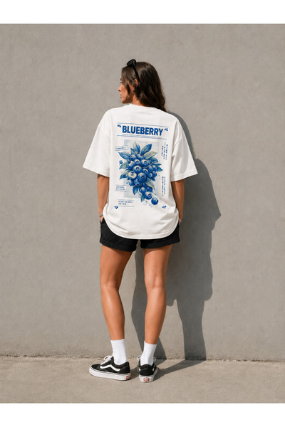 MONTREE Blueberry Printed Oversize 100% Cotton T-Shirt