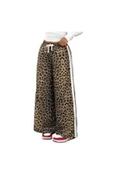 OEM Pantaloni sport fete, imprimeu leopard, 145 CM, 11-12 ani