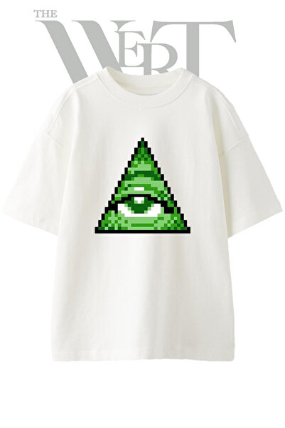 THEWERT Μπλουζάκι Illuminati Eye Design με στάμπα Unisex Λευκό Oversize