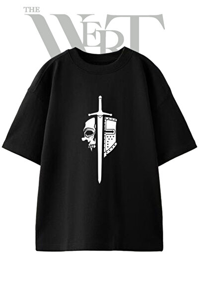 THEWERT Μπλουζάκι Kafatasi Mifer με στάμπα, Unisex, Μαύρο, Oversize