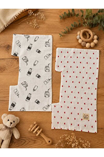 TWO CHİLD El Emeği Müslin Omuz Örtüsü 25x50 cm 2'li Set Bebek Omuz Örtüsü