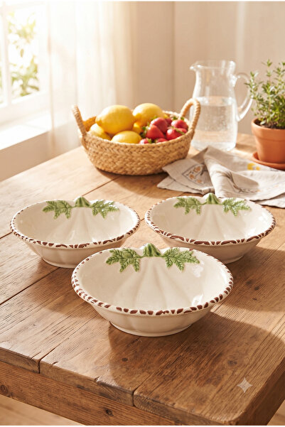 Homerest Presentation Bowl Set of 3 Pumpkin Shaped Leaf Patterned Decorative ...