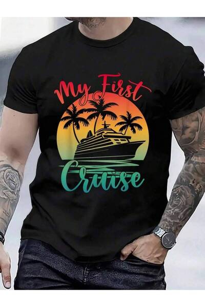 799 تي شيرت 100% قطن بطباعة "My First Family Cruising Cruise Trip" للرجال وال...