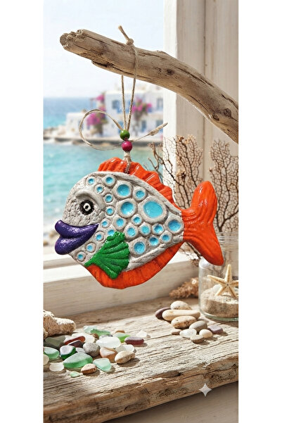 Dekor köşesi El Yapımı Renkli Balık Bahçe Balkon Dekorasyon Duvar Süsü 14x11 cm