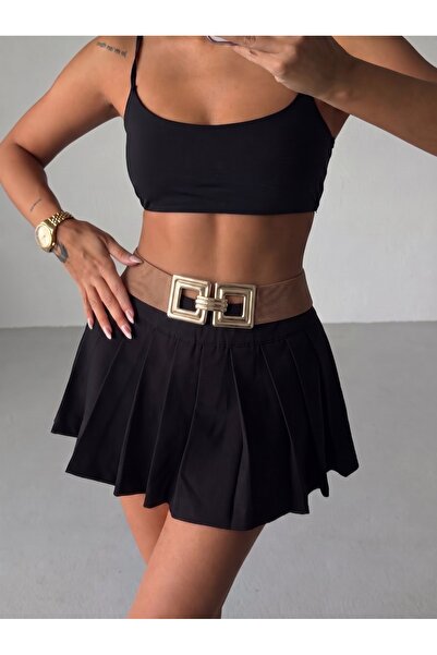 Fiori Gold Buckle Interlocking Elastic Women's Belt, Jacket Belt, Shirt Belt,...