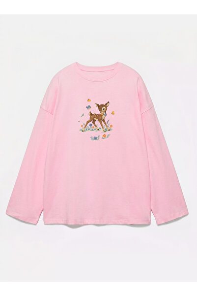 Disante 100% bumbac, cu potrivire oversize, cu imprimeu Little Deer - Tricou ...