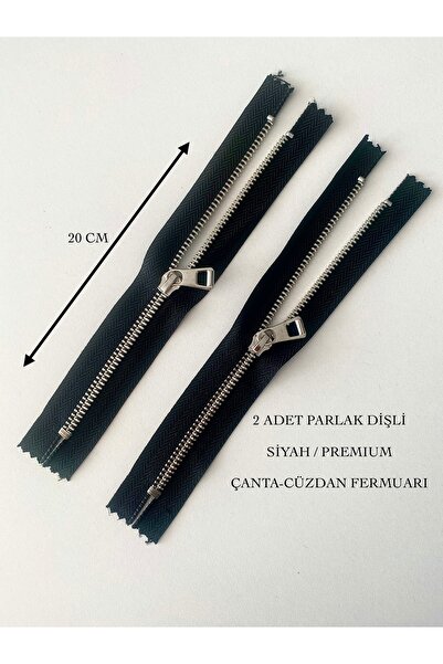 seyranat 2 Pieces of 20 cm Metal Shiny Hardware, Black Color with Handle, Zip...