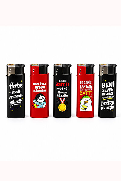 ONRSTORE Komik Yazılı Gaz Dolumlu Elektronik Çakmak – Karışık Desenli Hediyel...
