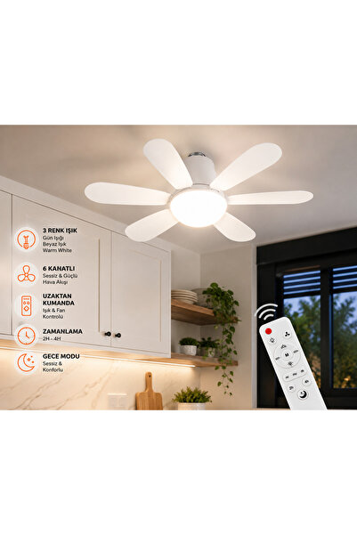 Masfitech 32W Rüzgar Pervaneli LED Ampul Işıklı & Uzaktan Kumandalı Tek üründ...