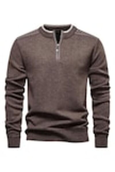 OEM Pulover barbati casual maro, din tricot fin, marimea L