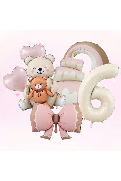 ÇITIPITISTORE Sitting Bear with Cub Rainbow Cake Foil Balloon Birthday Party ...
