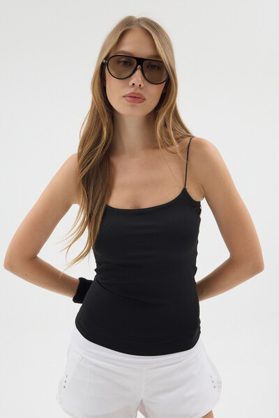 Pavotti Tricou lung cu bretele din șnur pentru femei C crop