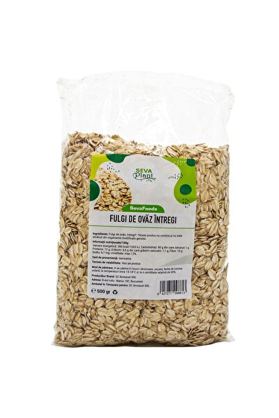 Seva Plant Whole grain oatmeal, 100% natural, sugar-free, no additives, 500g