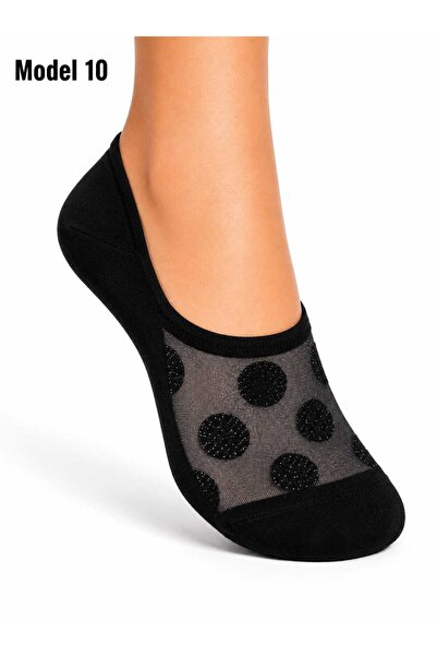 VitaMood Yaşam 1 pair women's lace trimmed ballet flats socks sheer tulle pat...