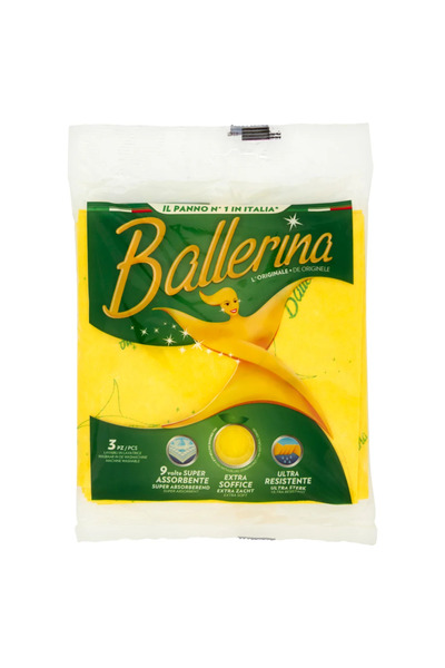 BALLERINA Multifunctional Yellow Cloth, 3 Pcs, Super Absorbent, 35x35cm