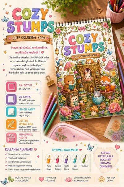 Runrux Cozy Stumps – صفحات تلوين لطيفة لتخفيف التوتر