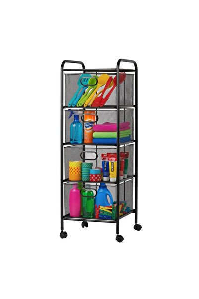 Relaxdays Cărucior cu 4 sertare, negru, 92.5x33x32 cm