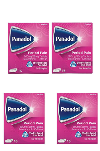 Panadol 4 عبوات من أقراص تخفيف آلام الدورة الشهرية 500/65 ملغ، 16 قرصًا