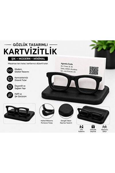 LİYA3D Eyeglass Design Business Card Holder Desktop Card Holder – Modern Deco...