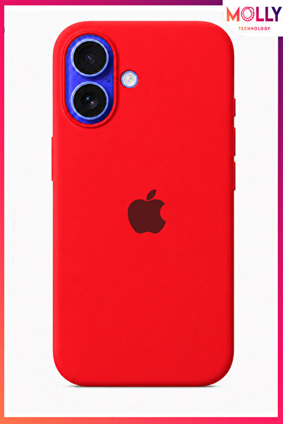 Molly iPhone 16 İçin Kırmızı Lansman İçi Kadife Mat Silikon Kılıf