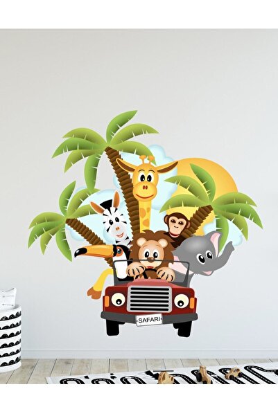 Sim Tasarım Safari Animals in Car Wall Sticker Set