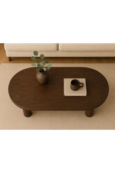 Paswood Modern Tasarımlı Masif Ahşap Orta Sehpa Minimal Ve Şık Oval Orta Sehpa