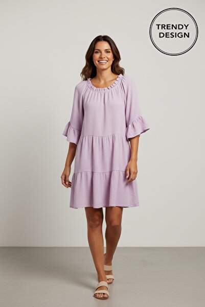 Generic Brand Rochie Scurtă de Vară – Croială Lejeră în Straturi cu Volane și...