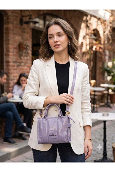 İKORA MODA Kadın Şık Mini Tote Çanta - Rugan Parlak Yüzeyli El Ve Omuz Çantas...