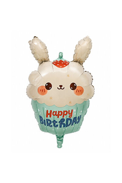 BeySüS Rabbit Cupcake Happy Birthday Foil Balloon
