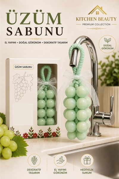 Kitchen Beauty Yeşil Üzüm Şekilli Kokulu Dekoratif Sabun | Doğal İçerikli Kok...