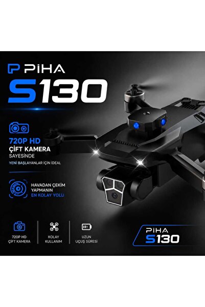 piha S130 Fırçasız Motor 2Batarya&30Dakika Uçuş 720P Çift Kamera Engelden Kaçınma Drone