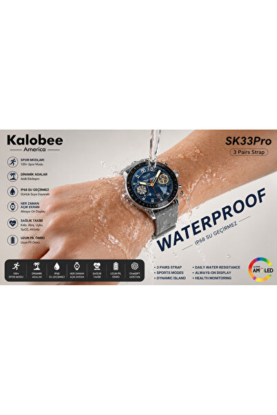 KALOBEE Watch Sk33 PRO Kordon Hediyeli Akıllı Saat Iphone Ve Android Tüm Tele...