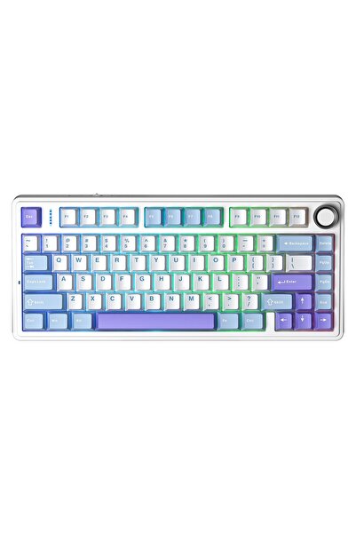 Aula F75 Mekanik RGB TKL Star Vector Switch Kablosuz Makrolu Hot Swap Klavye Mor