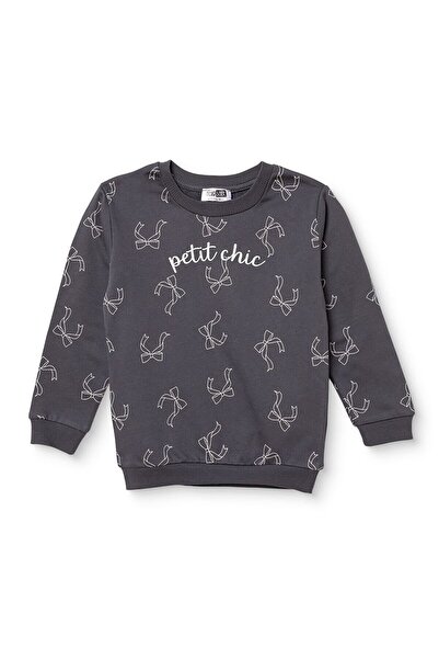 ebebek Hello Baby HelloBaby Kız Bebek Sweatshirt Fiyonk Baskılı Bisiklet Yaka...