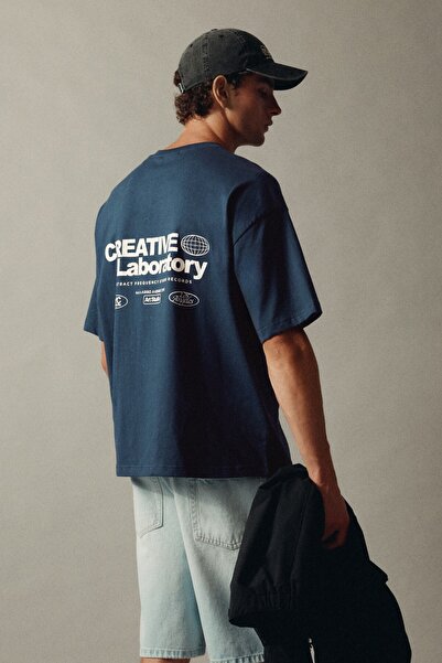 Pull & Bear Creative Laboratory grafikli tişört
