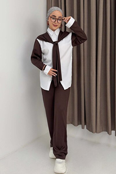 Raneel Kazançlı Alışveriş Oysho Fabric Shoulder Belted Gilded Shirt Suit with...