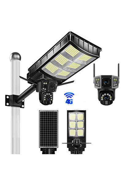 Jortan Lampă stradală solară cu cameră de supraveghere 4G 8MP 4K, vedere noct...