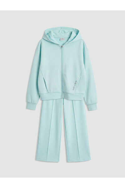 LC Waikiki Text Printed Girls' Soft Touch Tracksuit Set