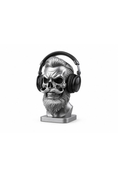 3dlink Stand Căști Gaming – Craniu Stilizat cu Barbă, Design Metalic