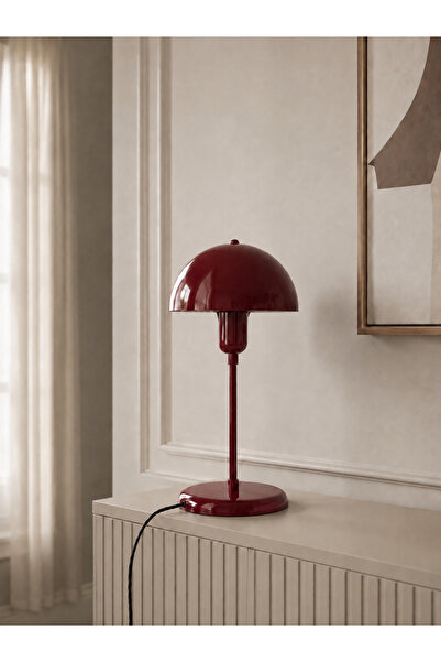 avizade Capella Burgundy Metal Table Lamp – Modern Decorative Lampshade, Mush...