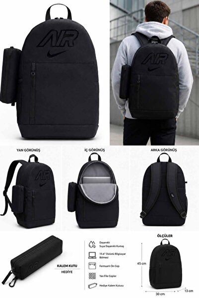 Nike Air Siyah Unisex Backpack and School Bag 30X45X13 cm School Bag with Pen...