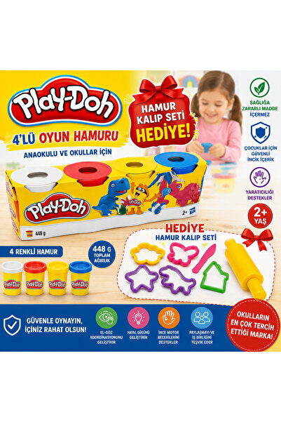 Play Doh Play-Doh 4'lü Oyun Hamuru 448 Gr + Hediye Hamur Kalıp Seti | Anaokul...